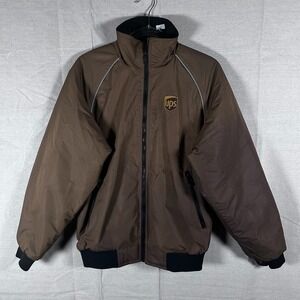 WearGuard UPS Bomber Jacket Mens Small Brown Full Zip Reflective Workwear 15679